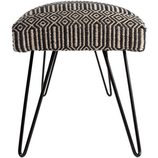 Surya Nakia Rustic Modern Hand Woven Fabric Bench With Black Metal Base NAK-001 - Image 3