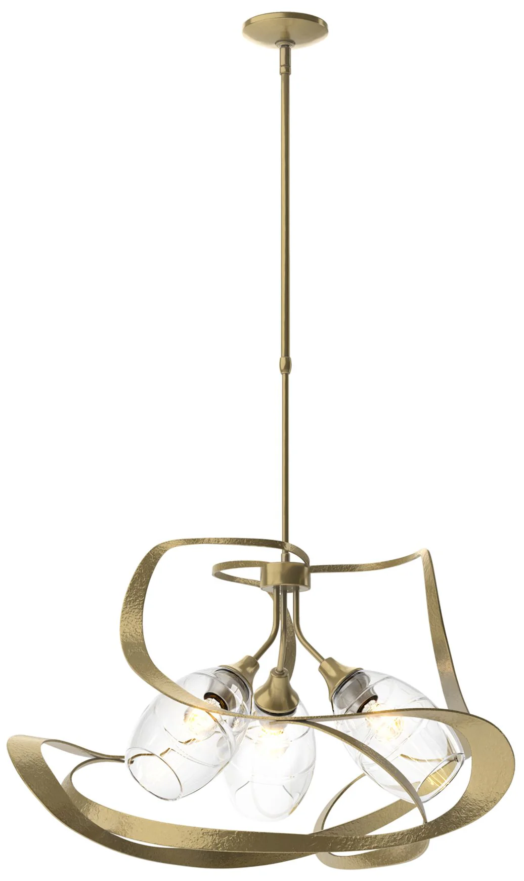 Nest 30.6" Wide Modern Brass Pendant With Clear Glass Shade - Image 1