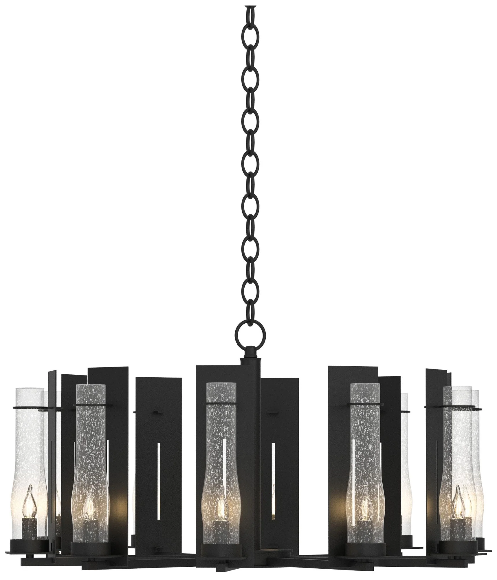 New Town 30" Wide 10 Arm Black Chandelier With Seeded Clear Glass - Image 1