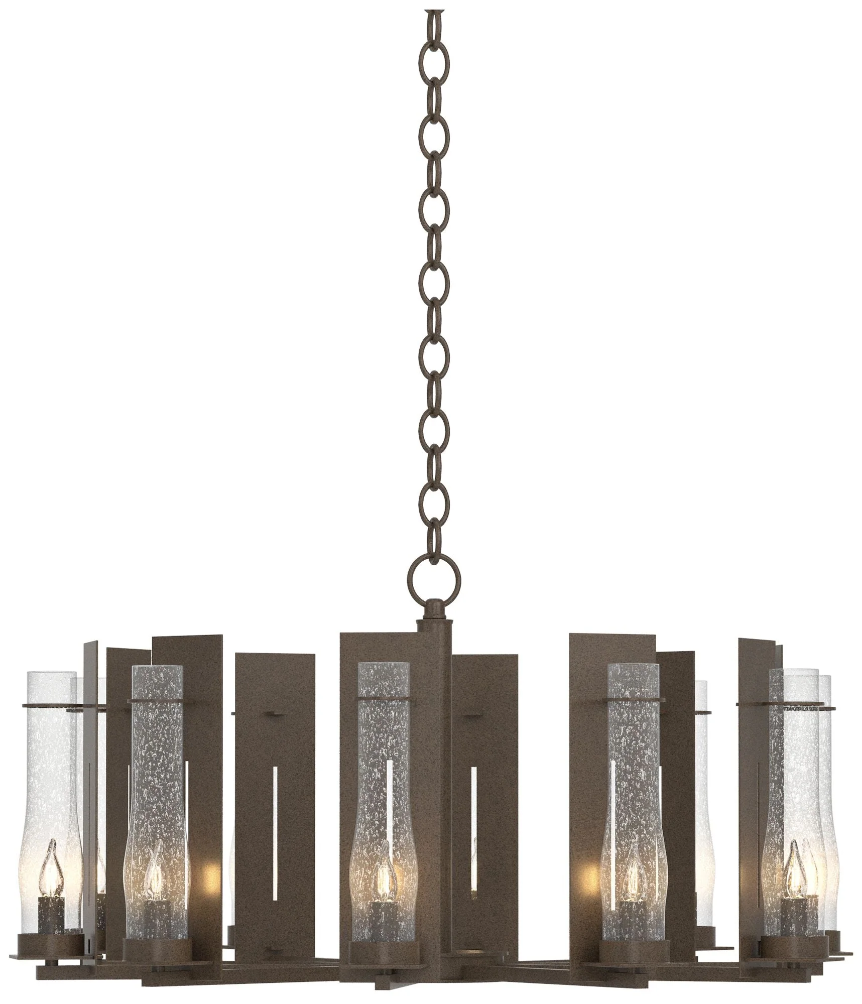 New Town 30" Wide 10 Arm Bronze Chandelier With Seeded Clear Glass - Image 1