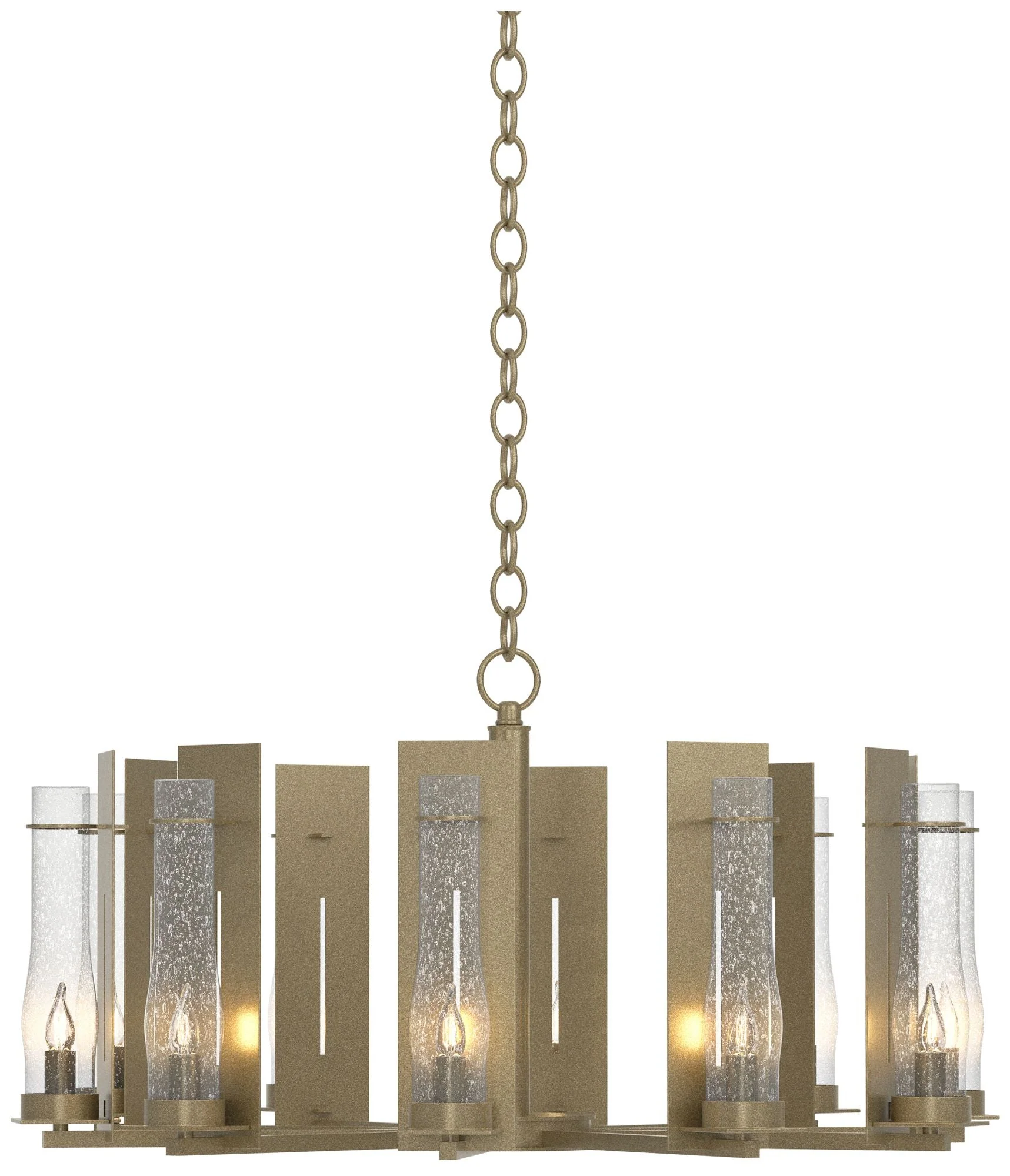 New Town 30" Wide 10 Arm Soft Gold Chandelier With Seeded Clear Glass - Image 1