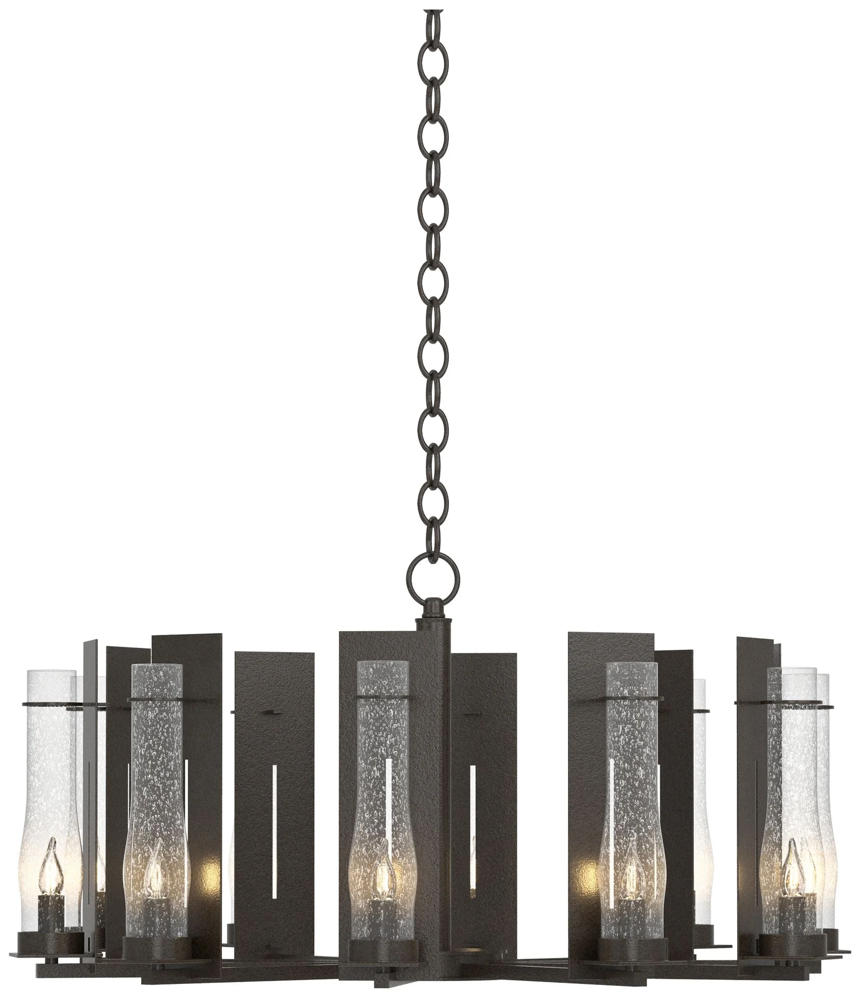New Town 30"W 10 Arm Oil Rubbed Bronze Chandelier With Seeded Clear Gl - Image 1