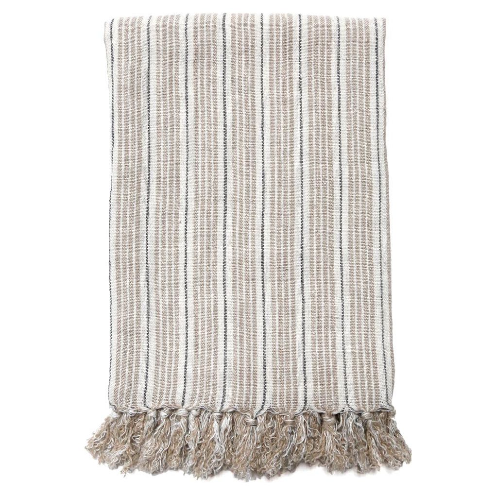 Pom Pom at Home Newport Natural and Midnight Striped Linen Blanket ~ Available in Queen and King Sizes - Image 3