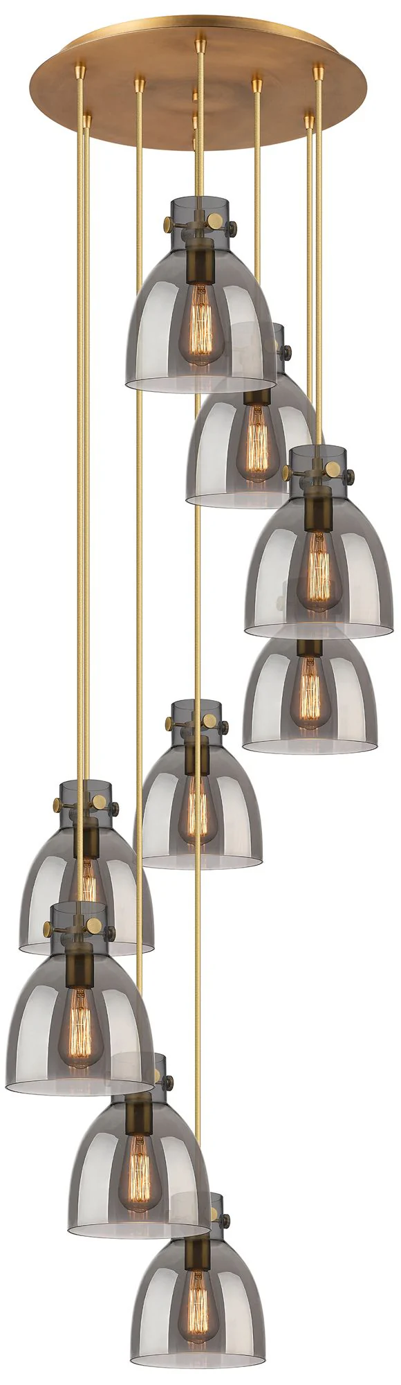 Newton Bell 39.75"W 5 Light Brushed Nickel Linear Pendant w/ Seedy Sha - Image 1