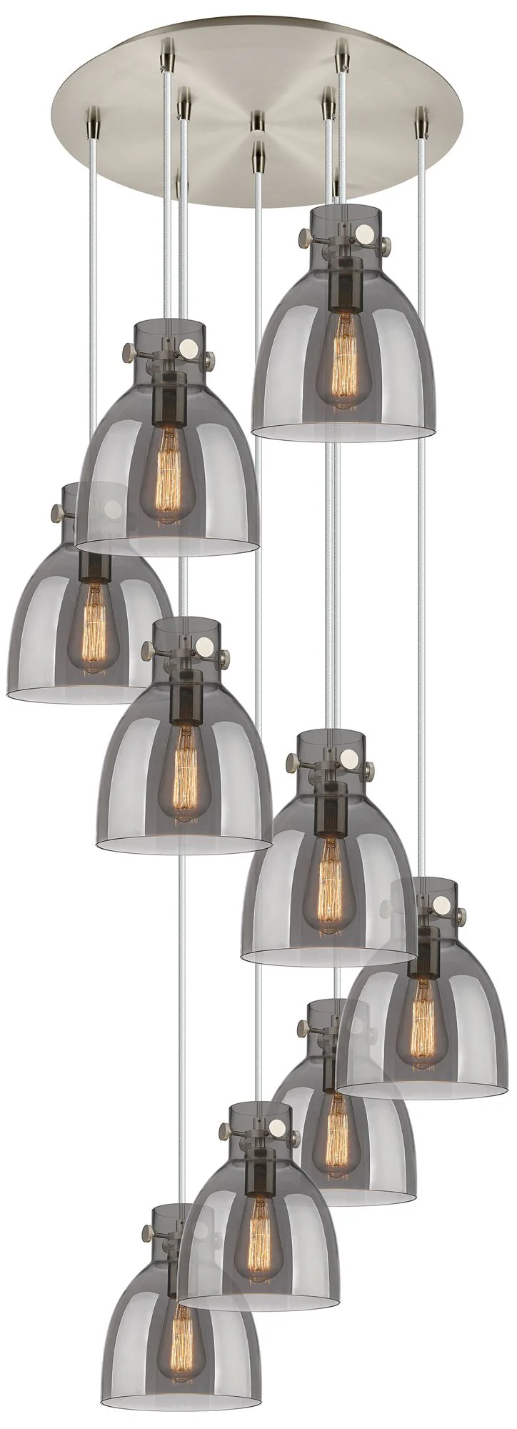 Newton Bell 39.75"W 5 Light Polished Nickel Linear Pendant w/ Smoke Sh - Image 1
