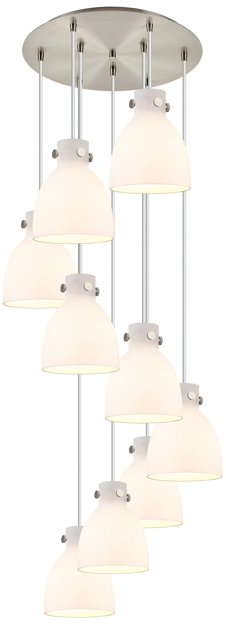 Newton Bell 39.75"W 5 Light Polished Nickel Linear Pendant w/ White Sh - Image 1