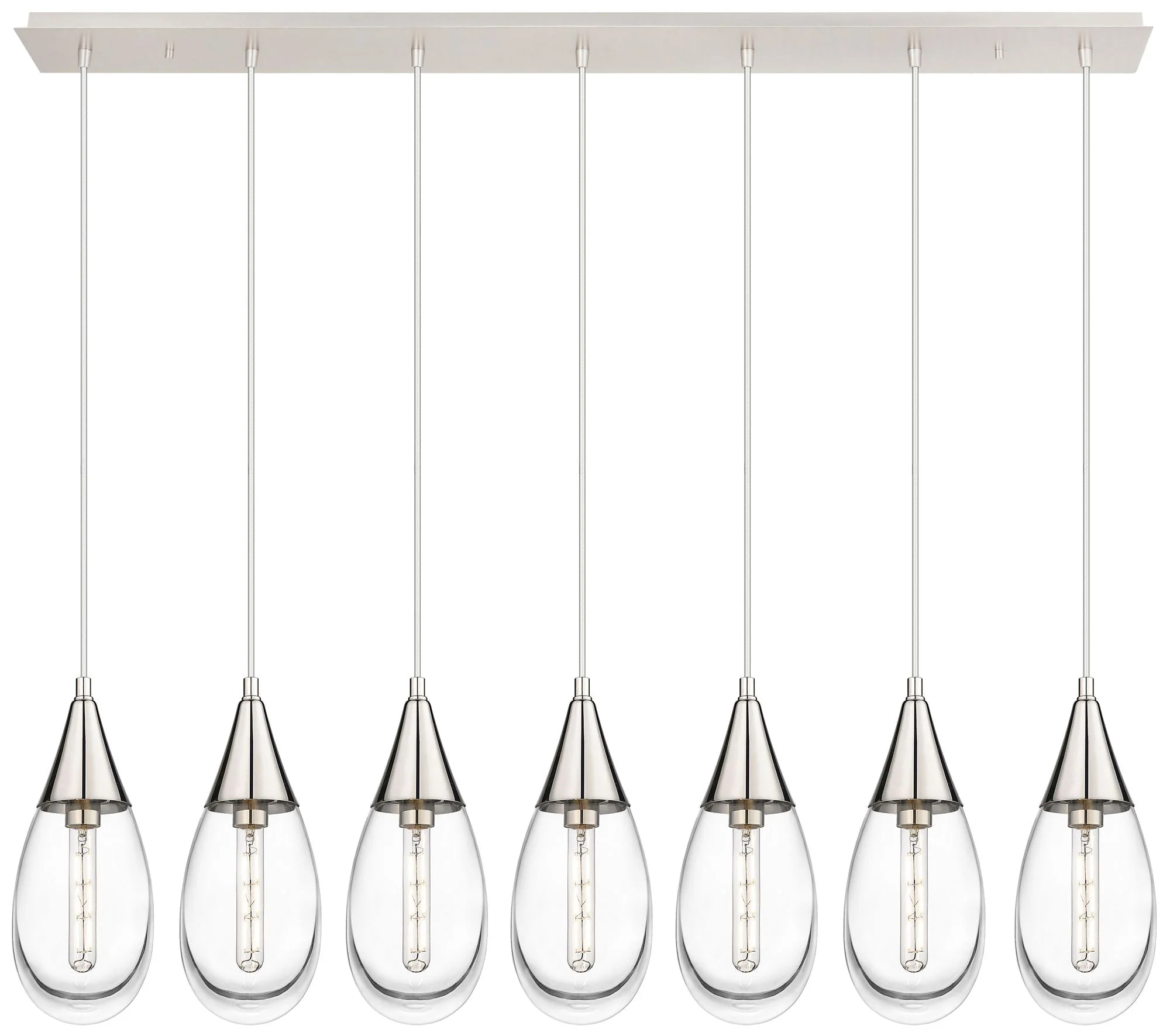 Newton Bell 51.75" Wide 7 Light Brushed Brass Linear Pendant w/ Seedy - Image 1