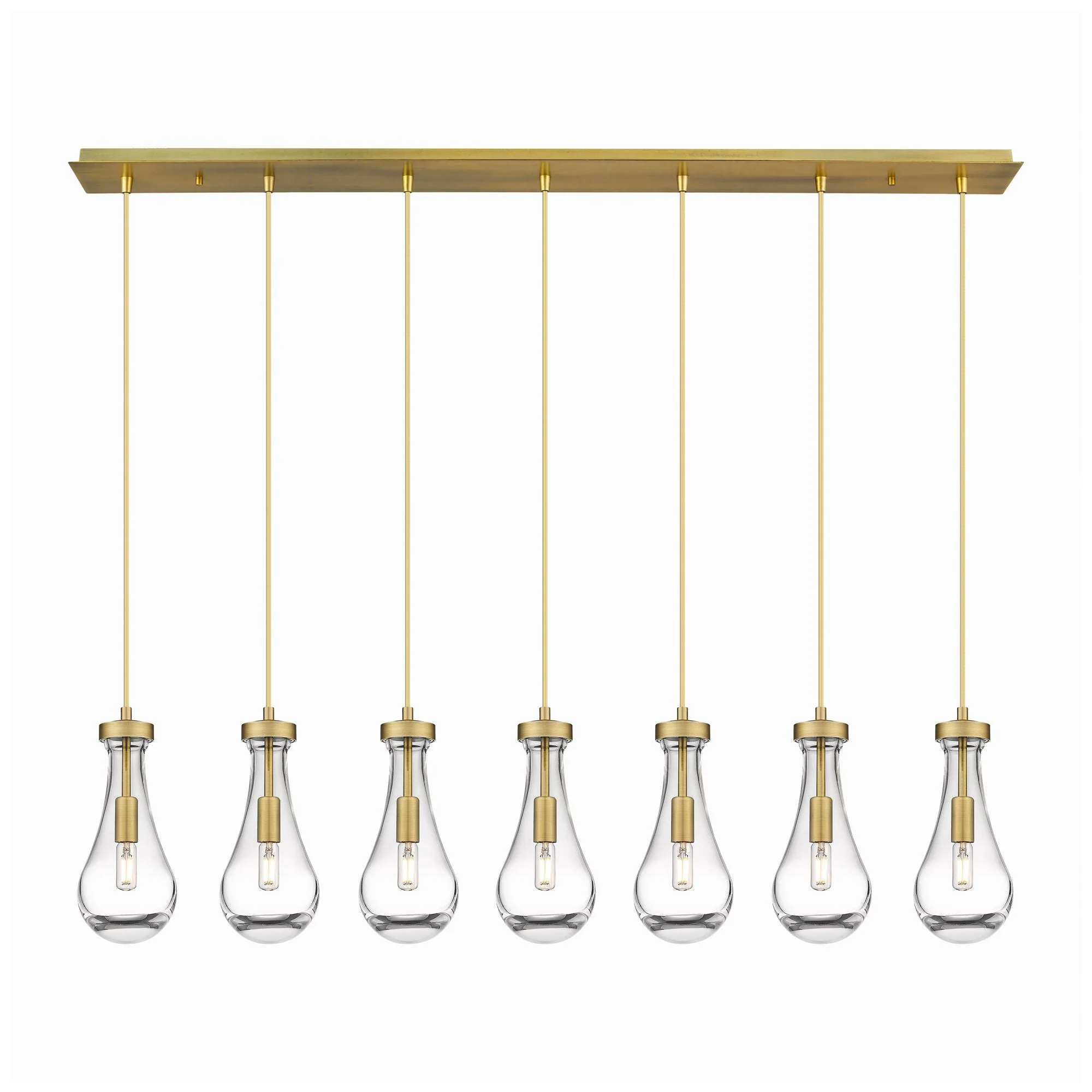 Newton Bell 51.75" Wide 7 Light Matte Black Linear Pendant With Clear - Image 1