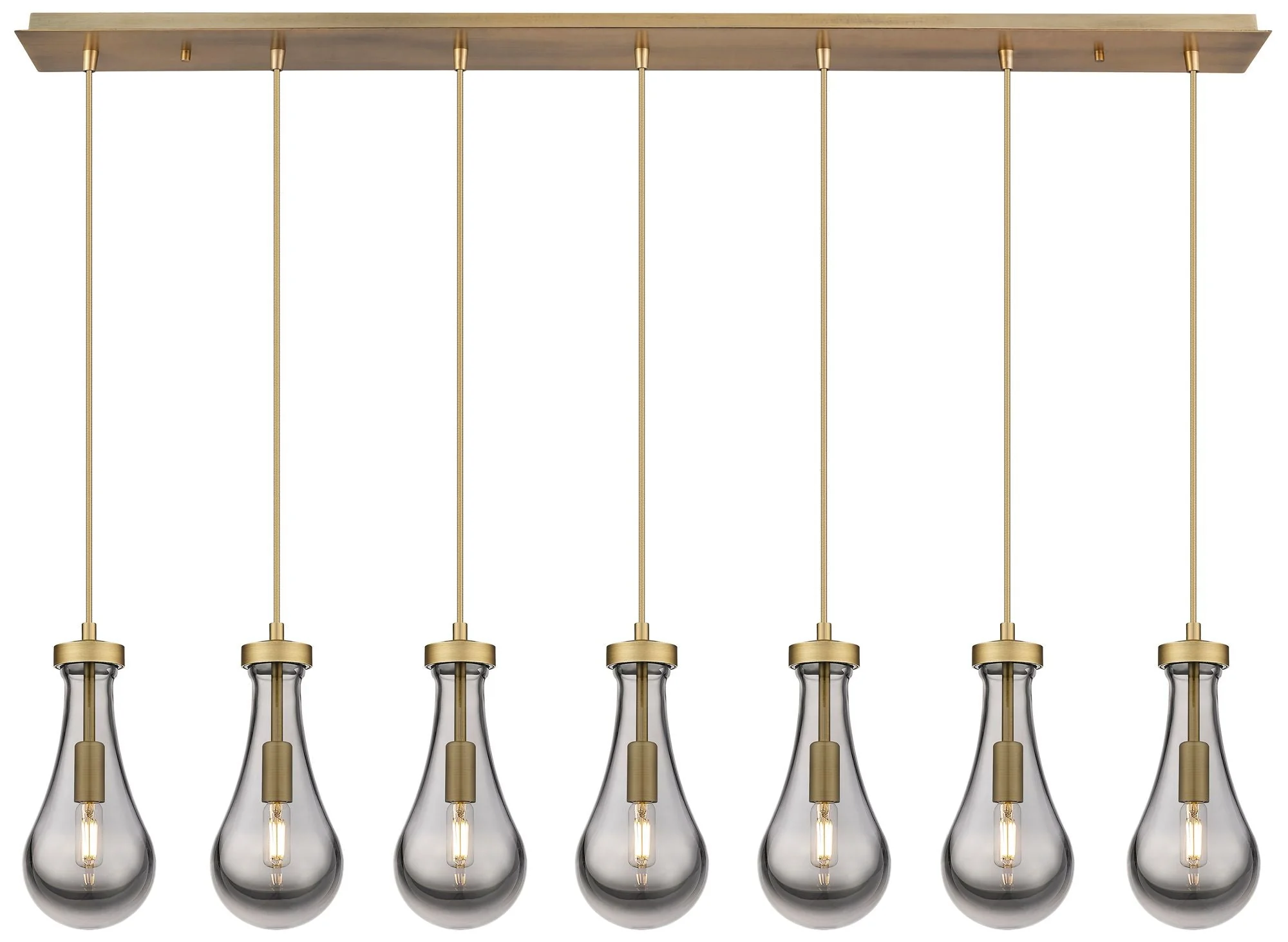 Newton Bell 51.75" Wide 7 Light Matte Black Linear Pendant With Seedy - Image 1