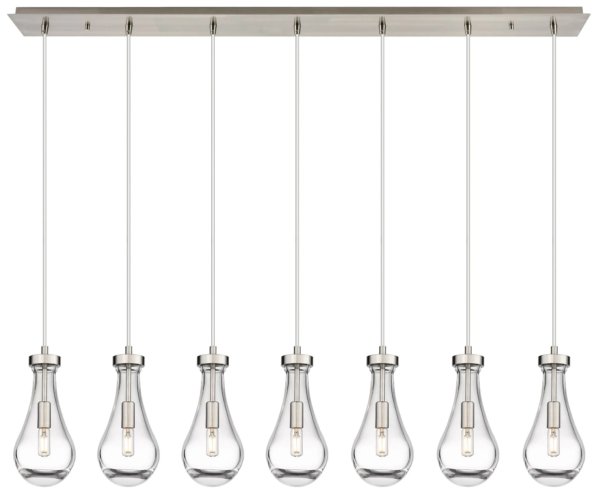 Newton Bell 51.75" Wide 7 Light Matte Black Linear Pendant With White - Image 1