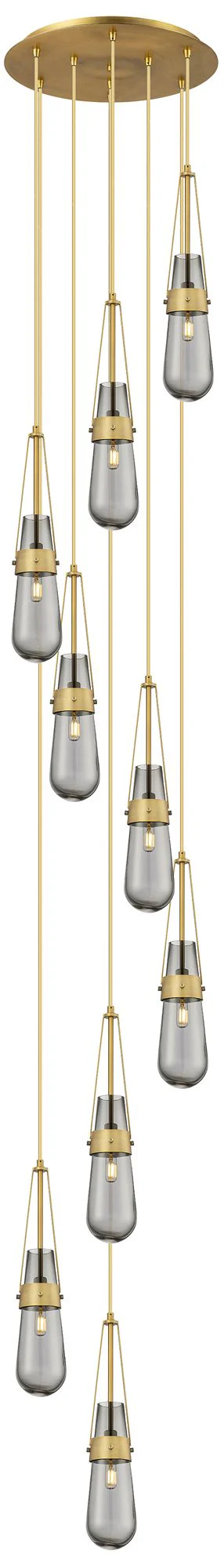 Newton Cone 27.25"W 12 Light Brushed Nickel Multi Pendant w/ Clear Sha - Image 1
