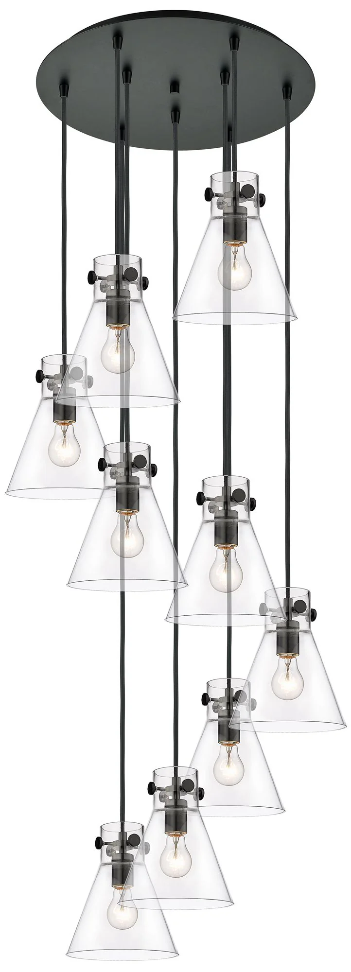 Newton Cone 39.75"W 5 Light Brushed Nickel Linear Pendant w/ White Sha - Image 1