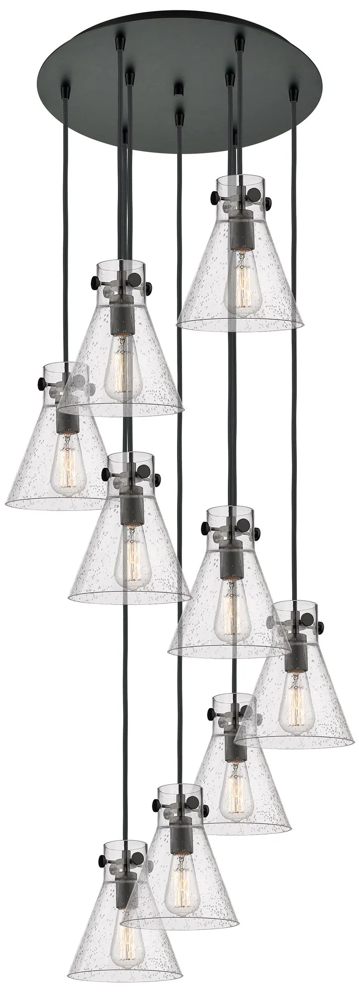 Newton Cone 39.75"W 5 Light Polished Nickel Linear Pendant w/ Clear Sh - Image 1