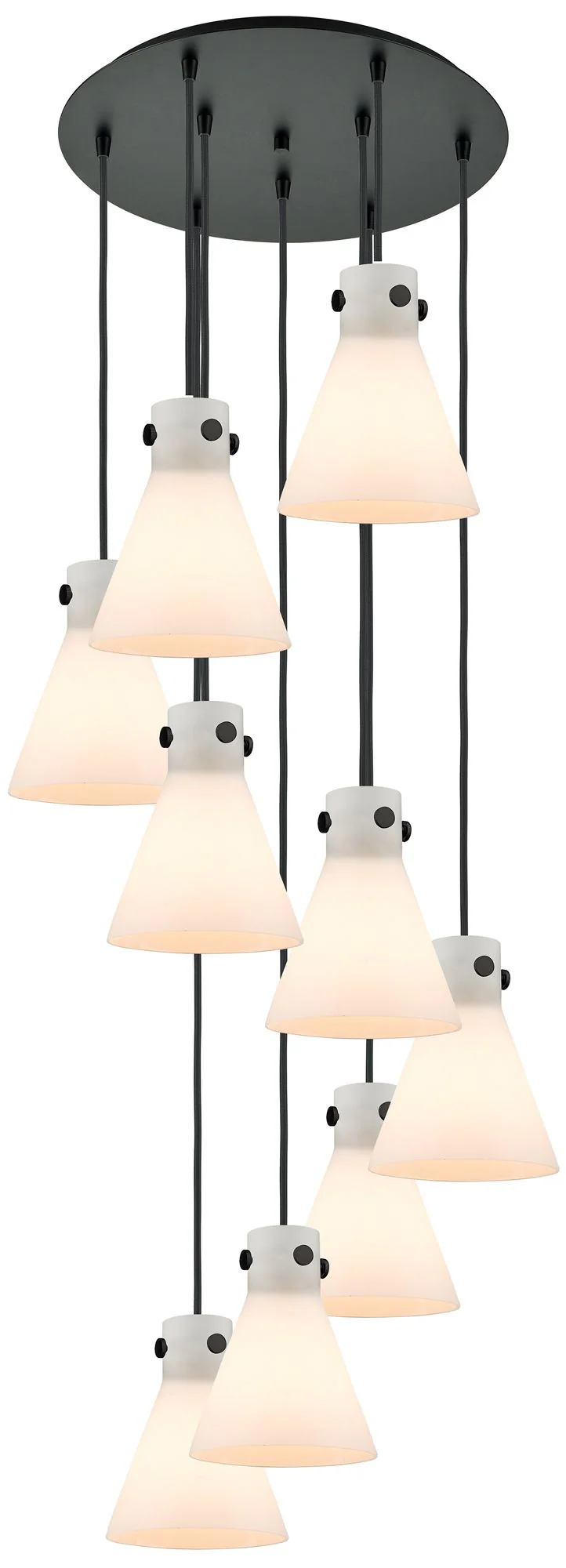 Newton Cone 39.75"W 5 Light Polished Nickel Linear Pendant w/ Smoke Sh - Image 1