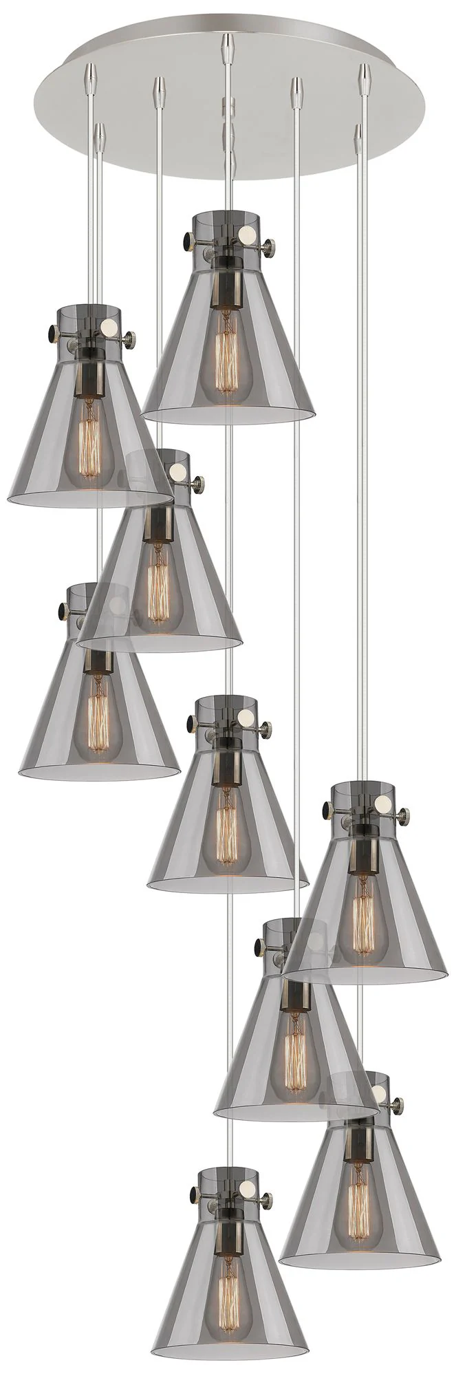 Newton Cone 39.75"W 5 Light Polished Nickel Linear Pendant w/ White Sh - Image 1
