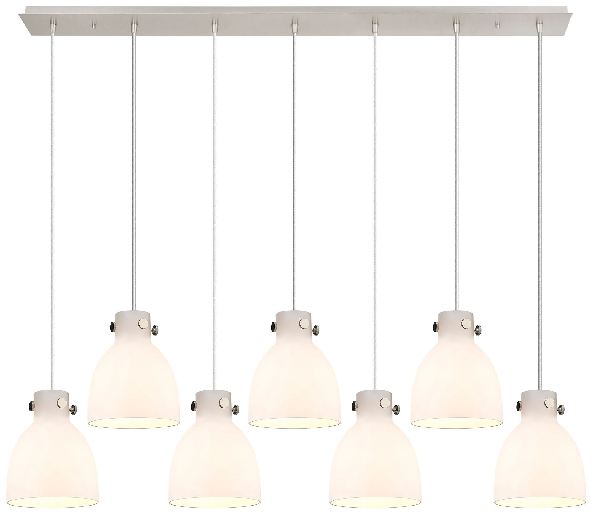 Newton Cone 51.75" Wide 7 Light Brushed Brass Linear Pendant w/ Clear - Image 1
