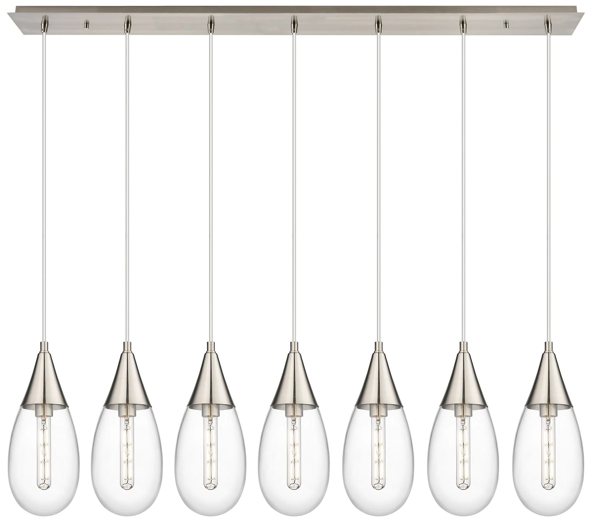Newton Cone 51.75" Wide 7 Light Matte Black Linear Pendant With Clear - Image 1