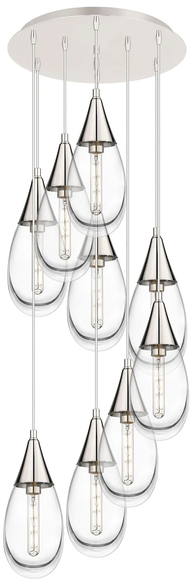 Newton Sphere 27.25"W 12 Light Brushed Brass Multi Pendant w/ White Sh - Image 1