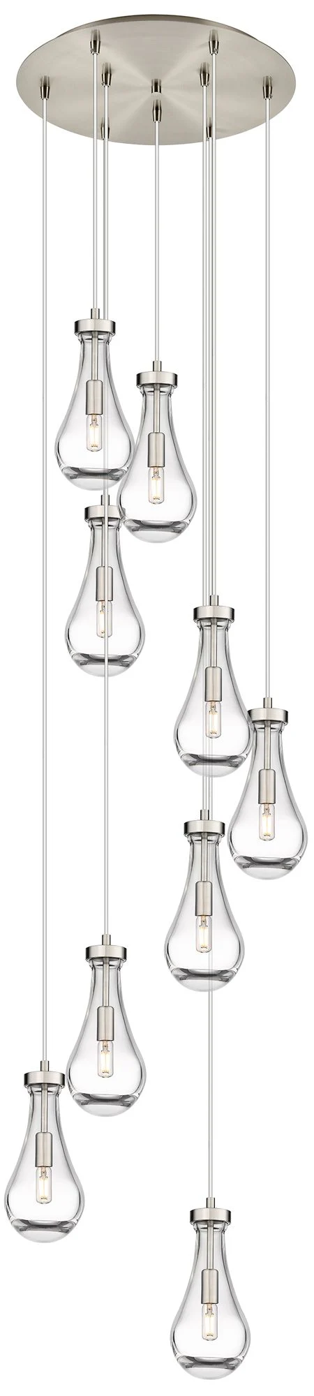 Newton Sphere 27.25"W 12 Light Brushed Nickel Multi Pendant w/ White S - Image 1