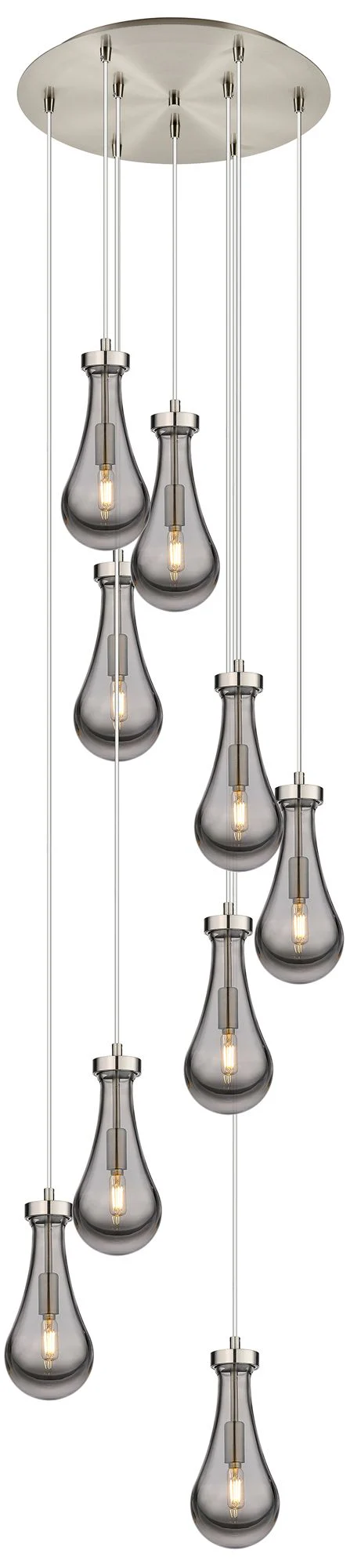 Newton Sphere 27.25"W 12 Light Matte Black Multi Pendant w/ Smoke Shad - Image 1