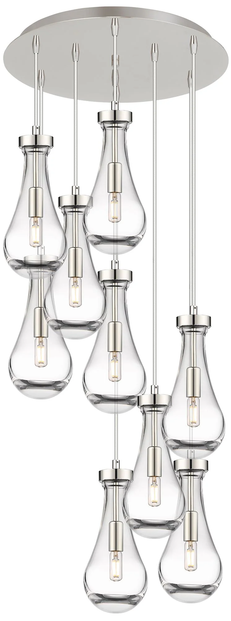 Newton Sphere 27.25"W 12 Light Polished Nickel Multi Pendant w/ Seedy - Image 1