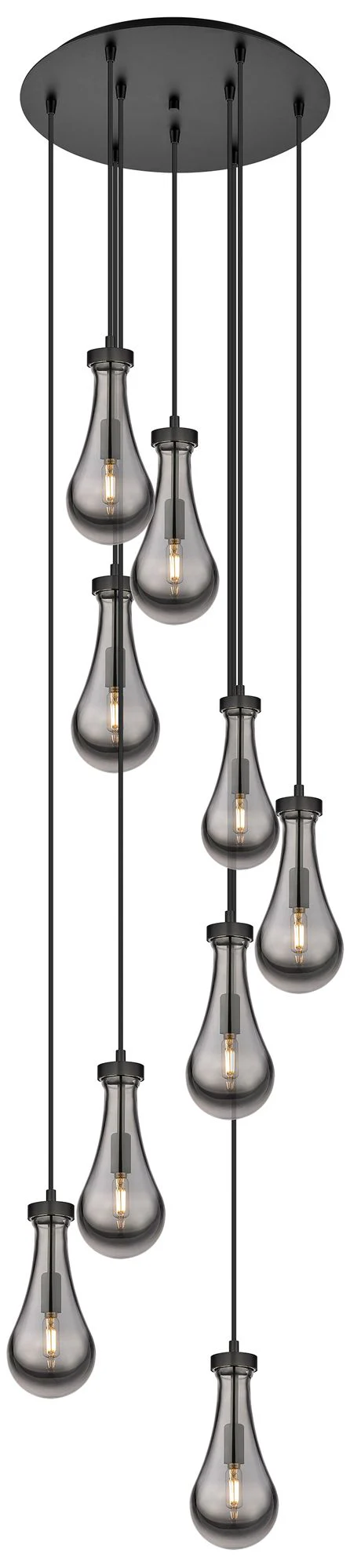 Newton Sphere 27.25"W 12 Light Polished Nickel Multi Pendant w/ Smoke - Image 1