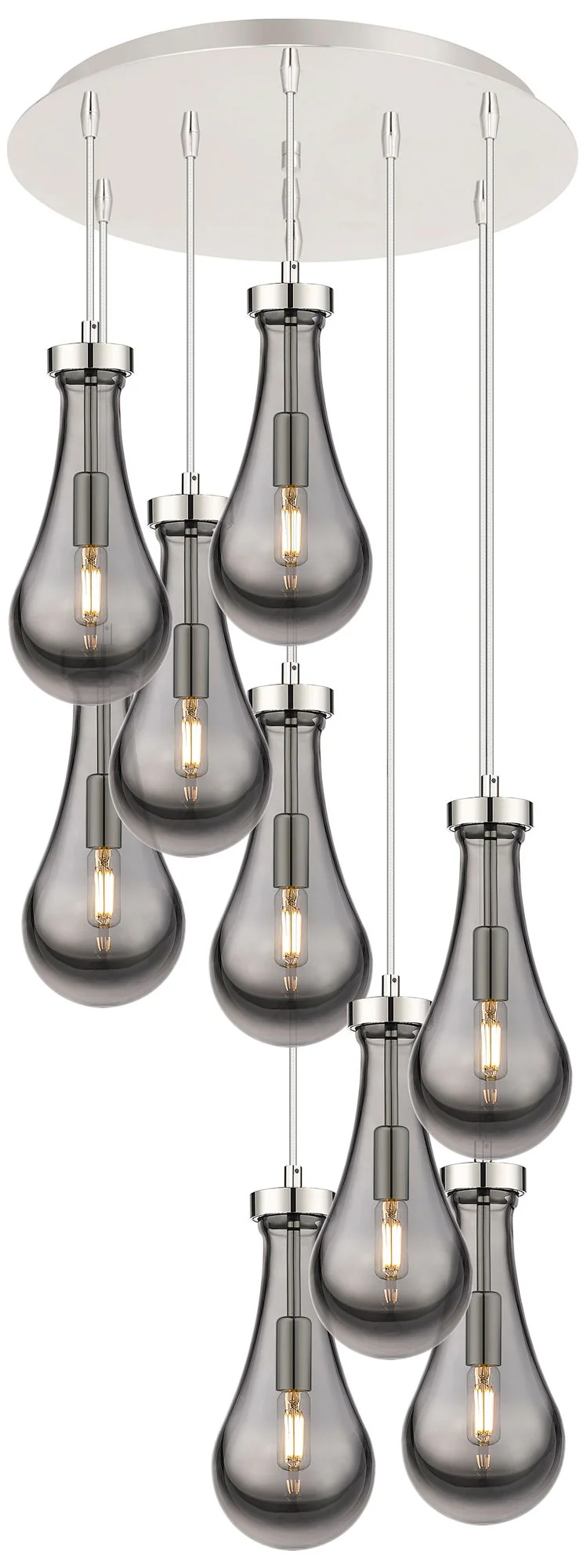 Newton Sphere 27.25"W 12 Light Polished Nickel Multi Pendant w/ White - Image 1