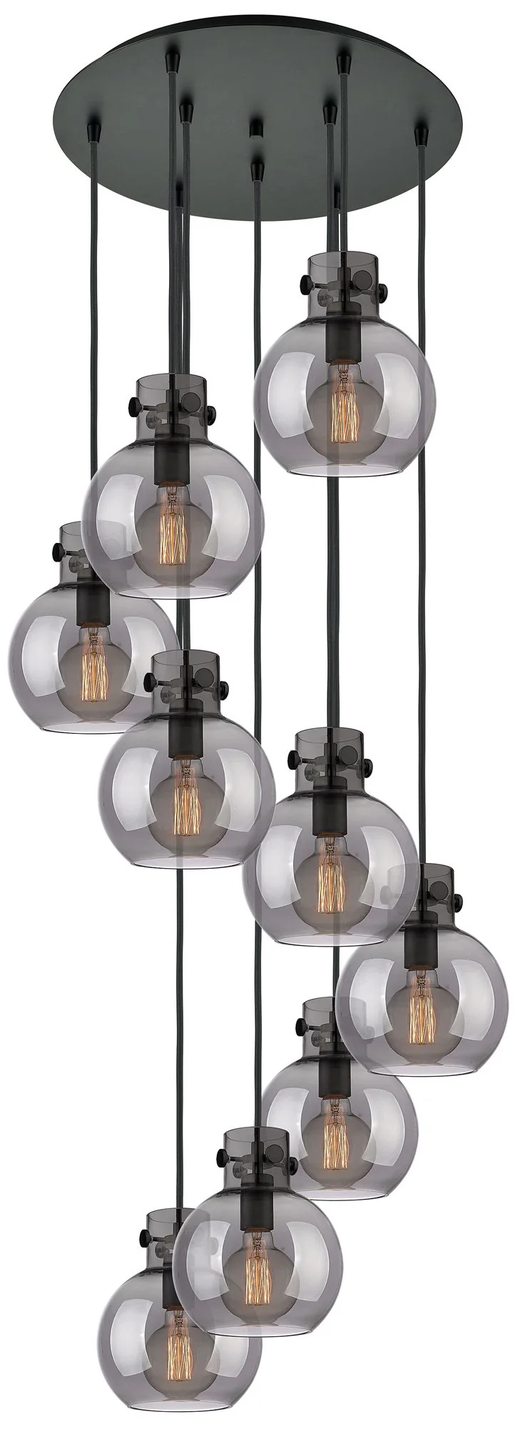 Newton Sphere 39.75"W 5 Light Brushed Brass Linear Pendant w/ Seedy Sh - Image 1