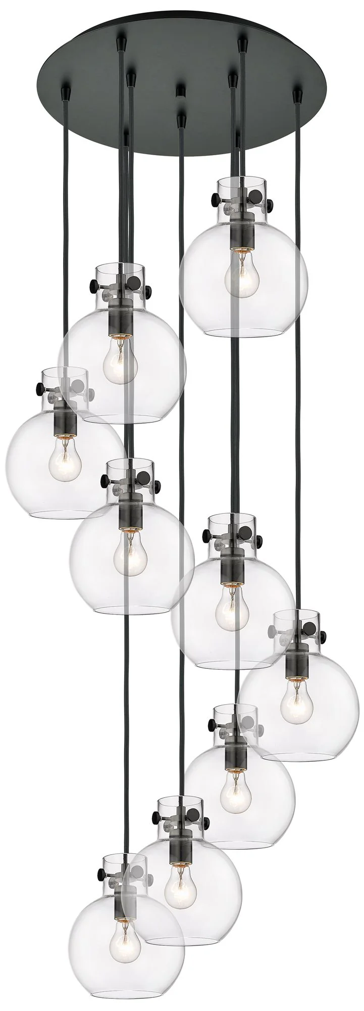 Newton Sphere 39.75"W 5 Light Brushed Brass Linear Pendant w/ Smoke Sh - Image 1