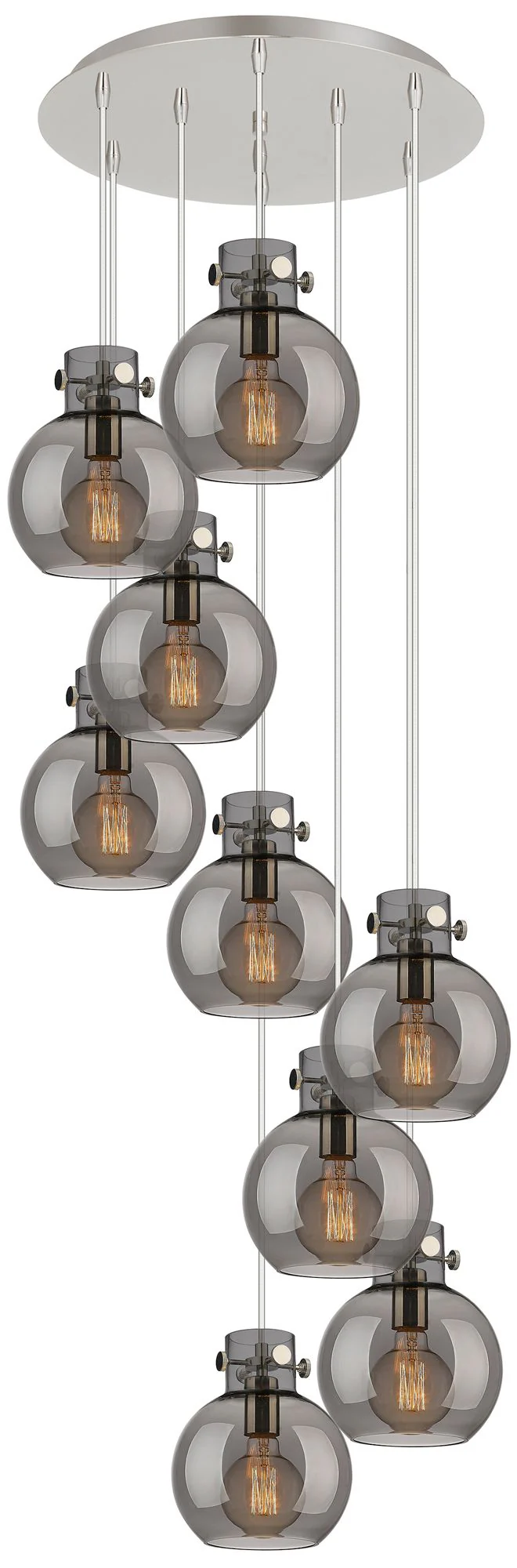 Newton Sphere 39.75"W 5 Light Brushed Nickel Linear Pendant w/ Seedy S - Image 1