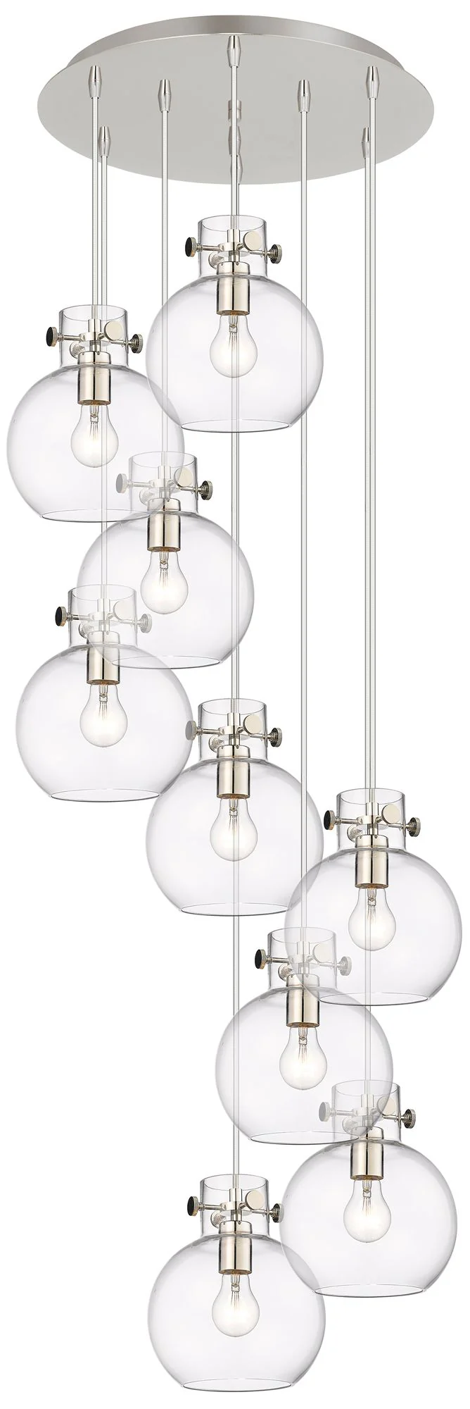 Newton Sphere 39.75"W 5 Light Brushed Nickel Linear Pendant w/ Smoke S - Image 1