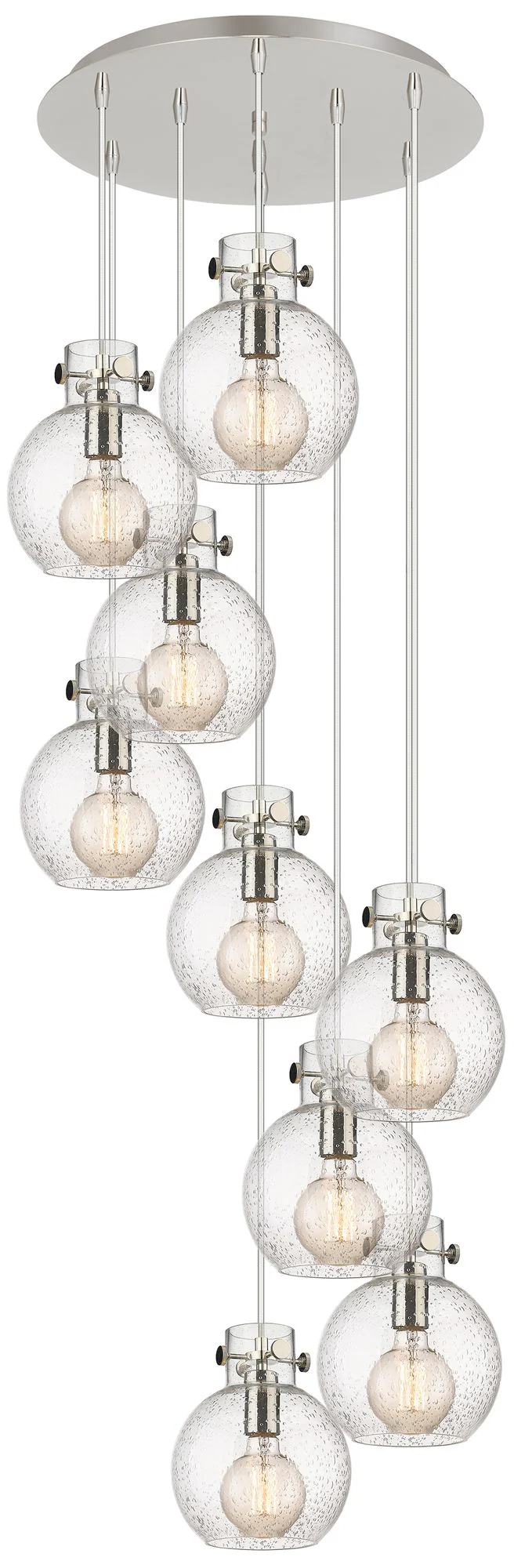 Newton Sphere 39.75"W 5 Light Brushed Nickel Linear Pendant w/ White S - Image 1