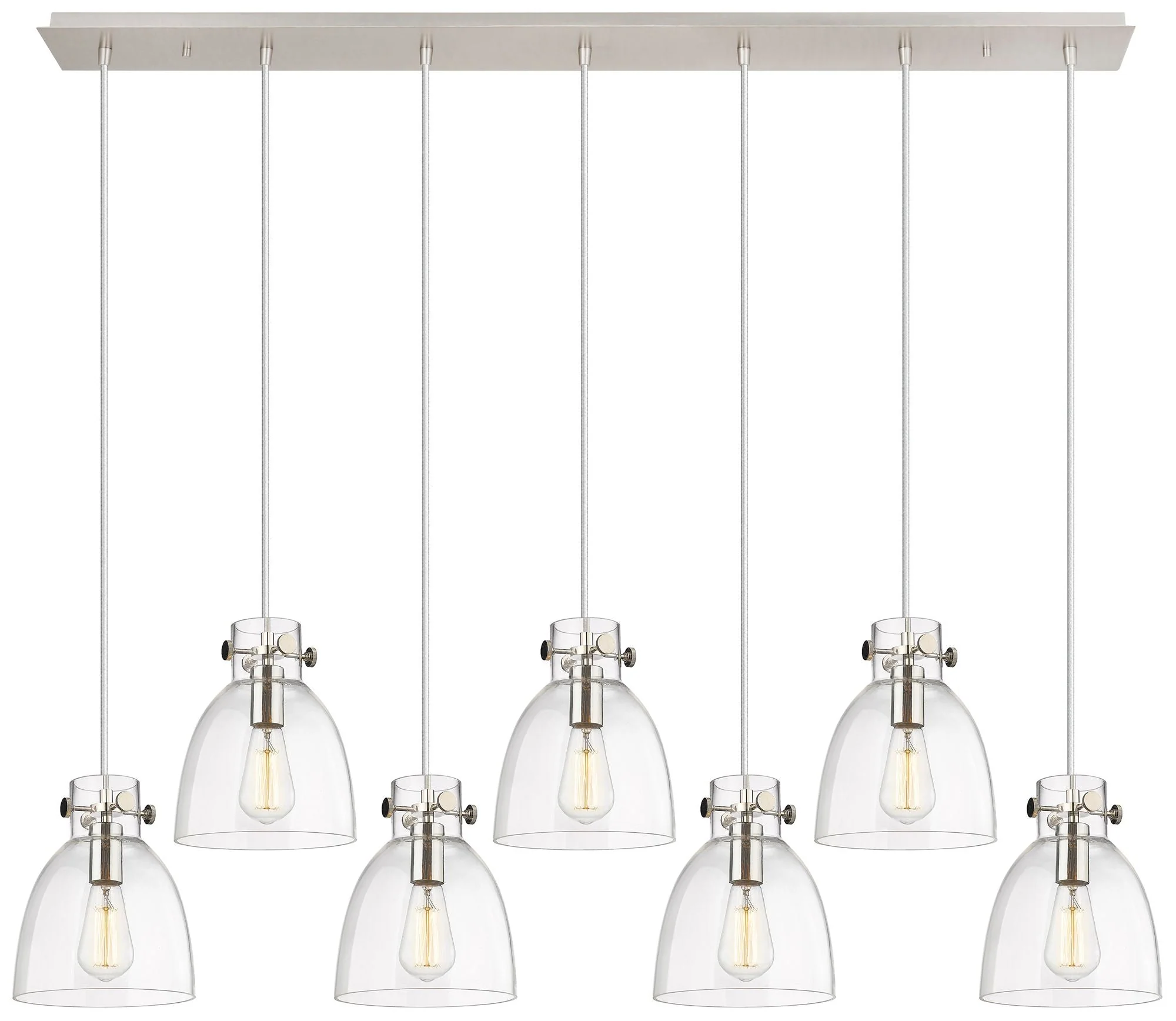 Newton Sphere 51.75" Wide 7 Light Matte Black Linear Pendant w/ Clear - Image 1