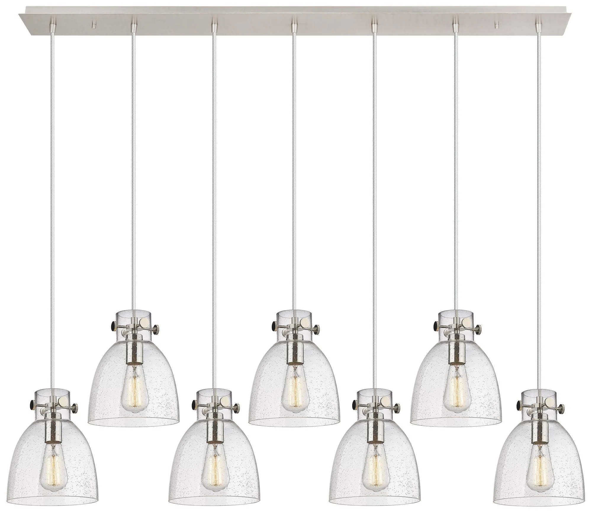 Newton Sphere 51.75" Wide 7 Light Matte Black Linear Pendant w/ White - Image 1