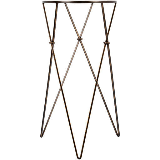 Surya Neo Geo Modern Glass Top With Bronze Metallic Base Round Accent Side Table NGO-001 - Image 1