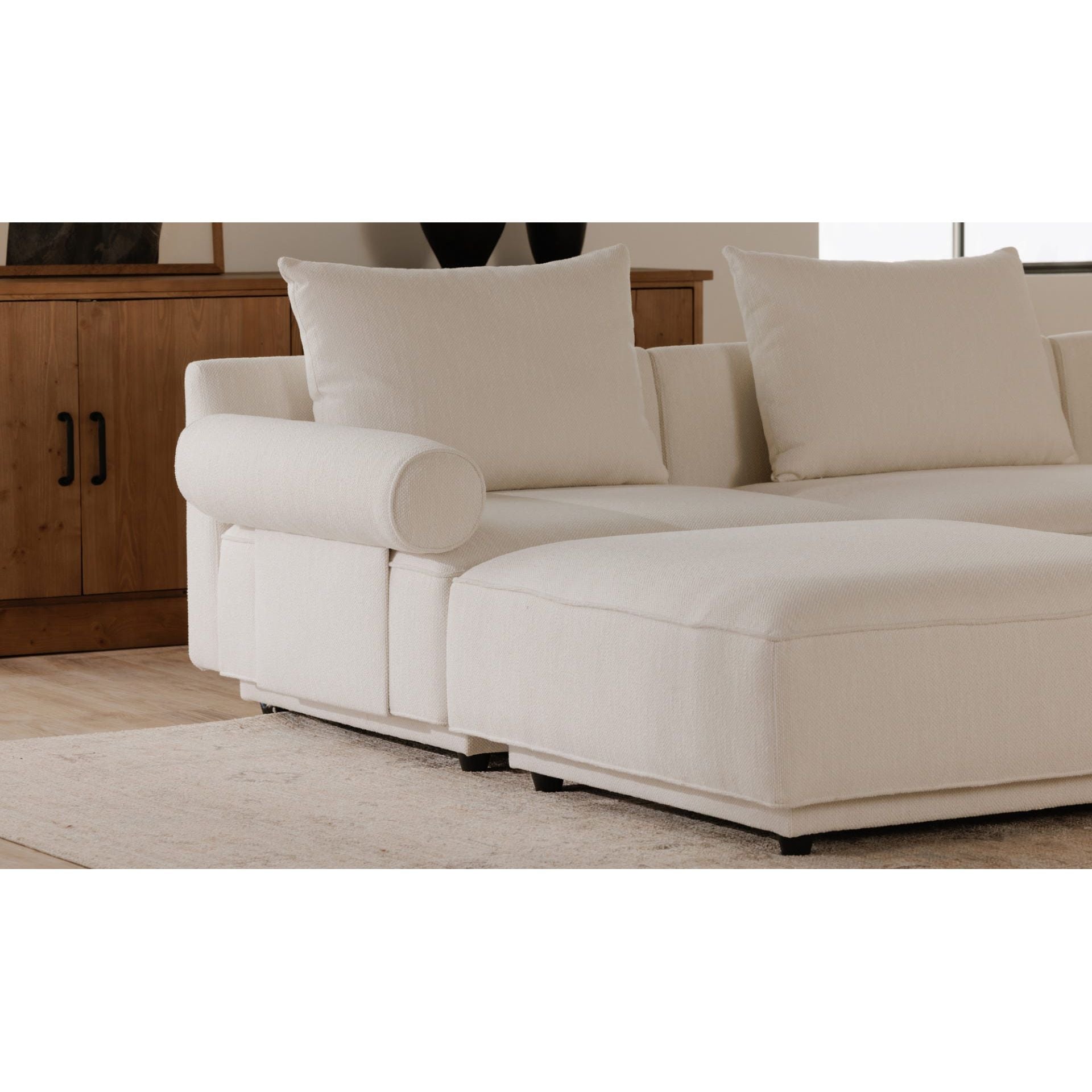 Moe’s Home Collection Rosello White Ottoman - Image 3