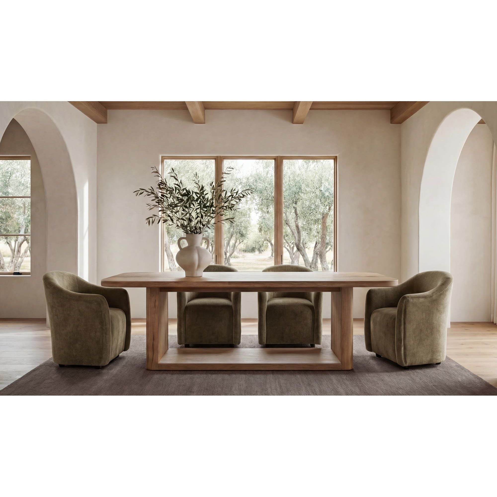 Moe's Home Drava Rolling Dining Chair Green - Image 2