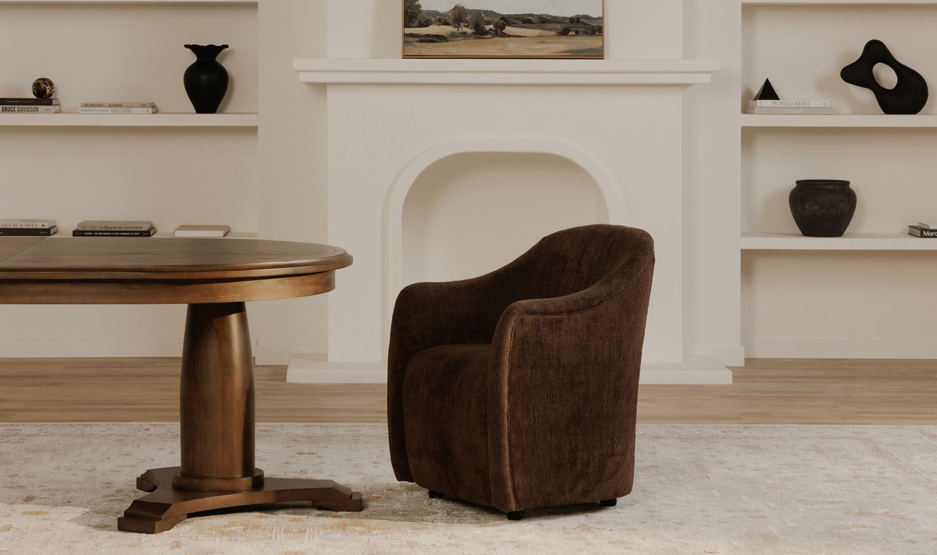 Moe's Home Drava Rolling Dining Chair Dark Brown - Image 2
