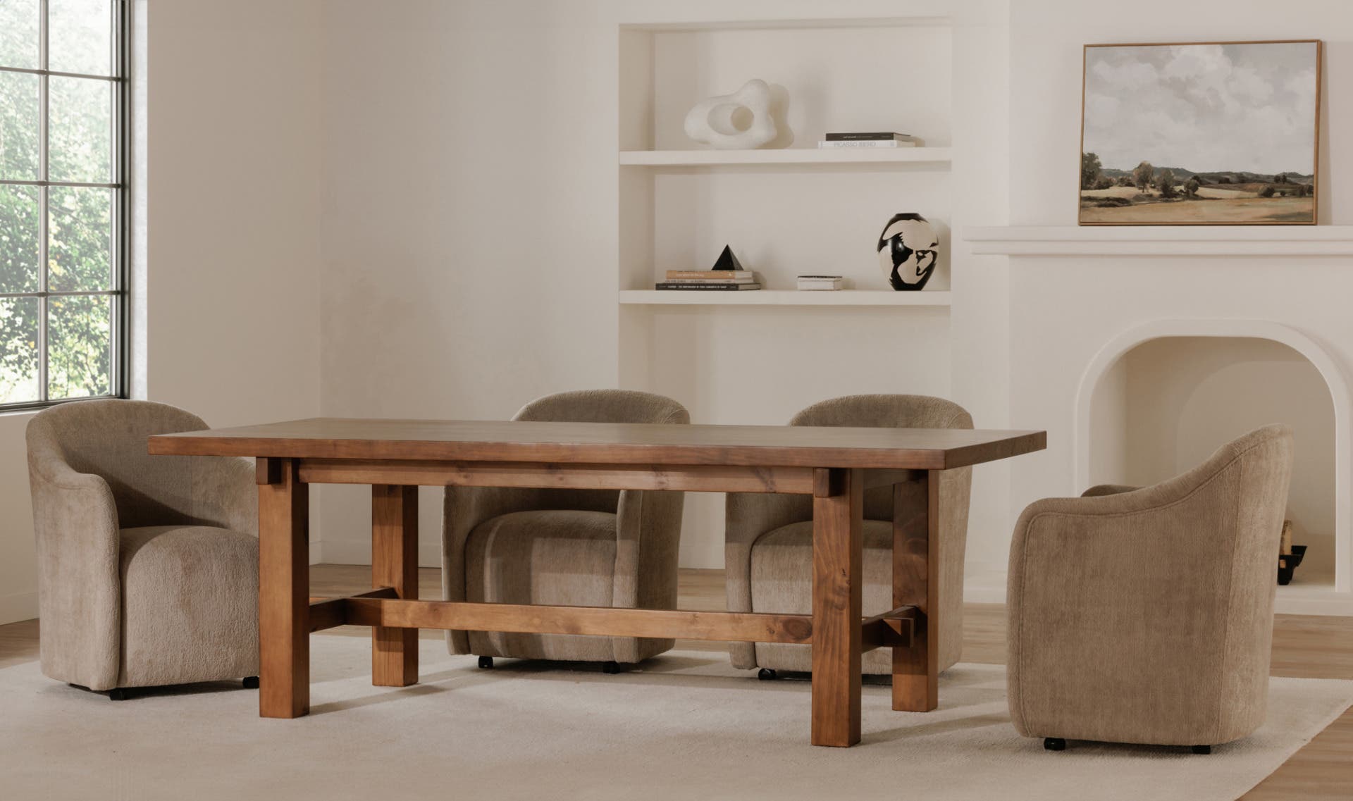 Moe's Home Drava Rolling Dining Chair Beige - Image 2