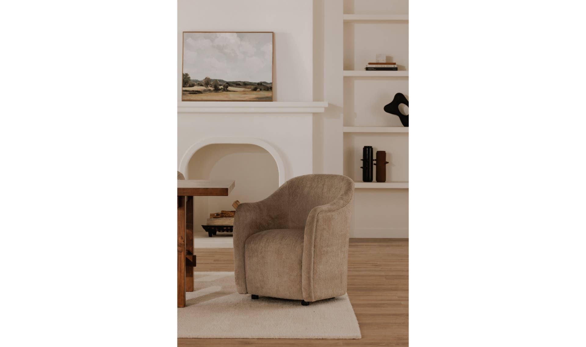 Moe's Home Drava Rolling Dining Chair Beige - Image 3