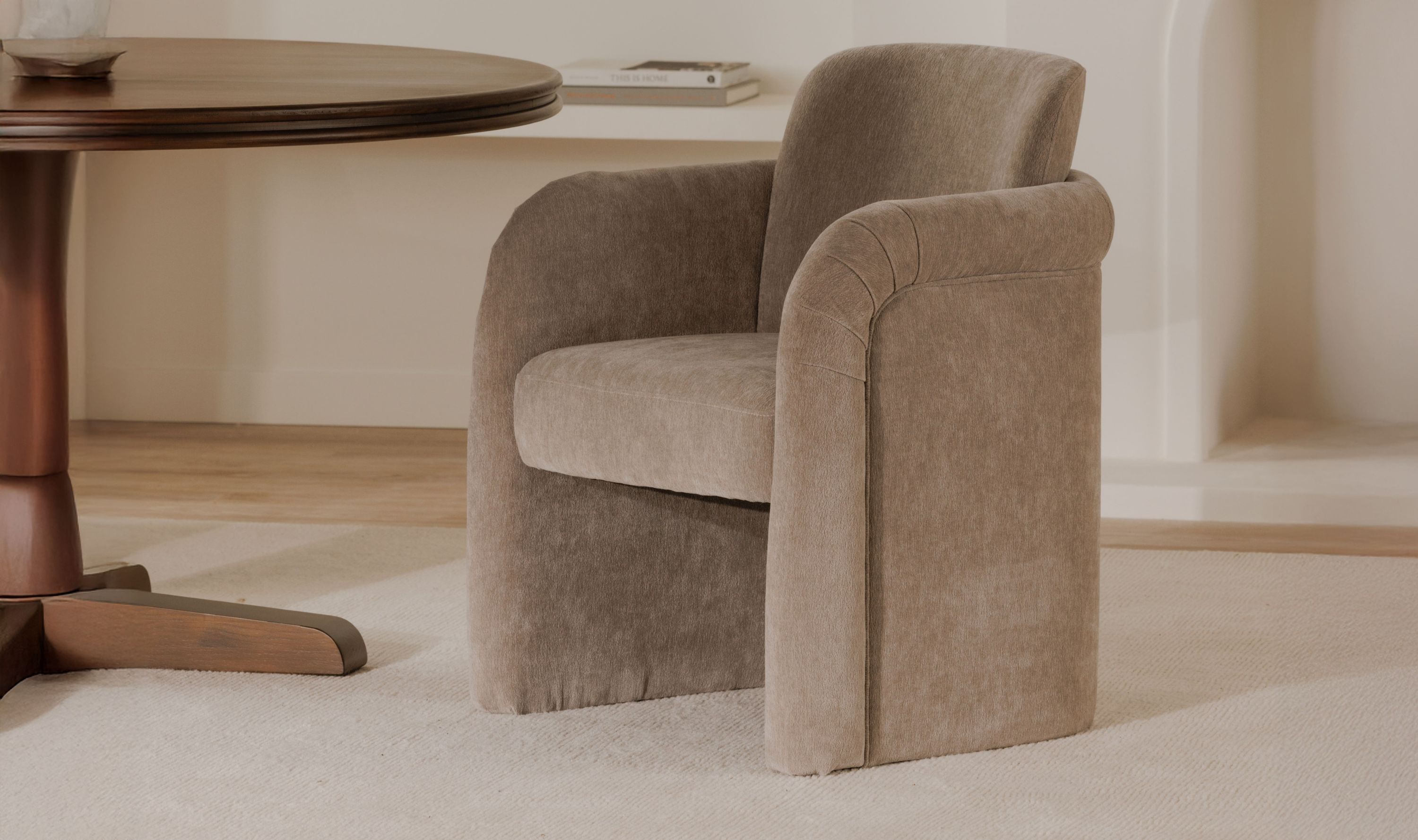 Moe's Home Mesto Rolling Dining Chair Taupe - Image 3