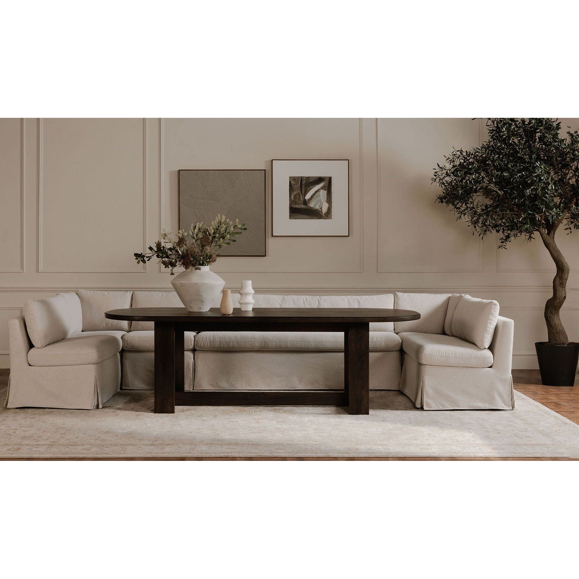 Moe's Home Fable Slipcover Dining Bench Beige - Image 2