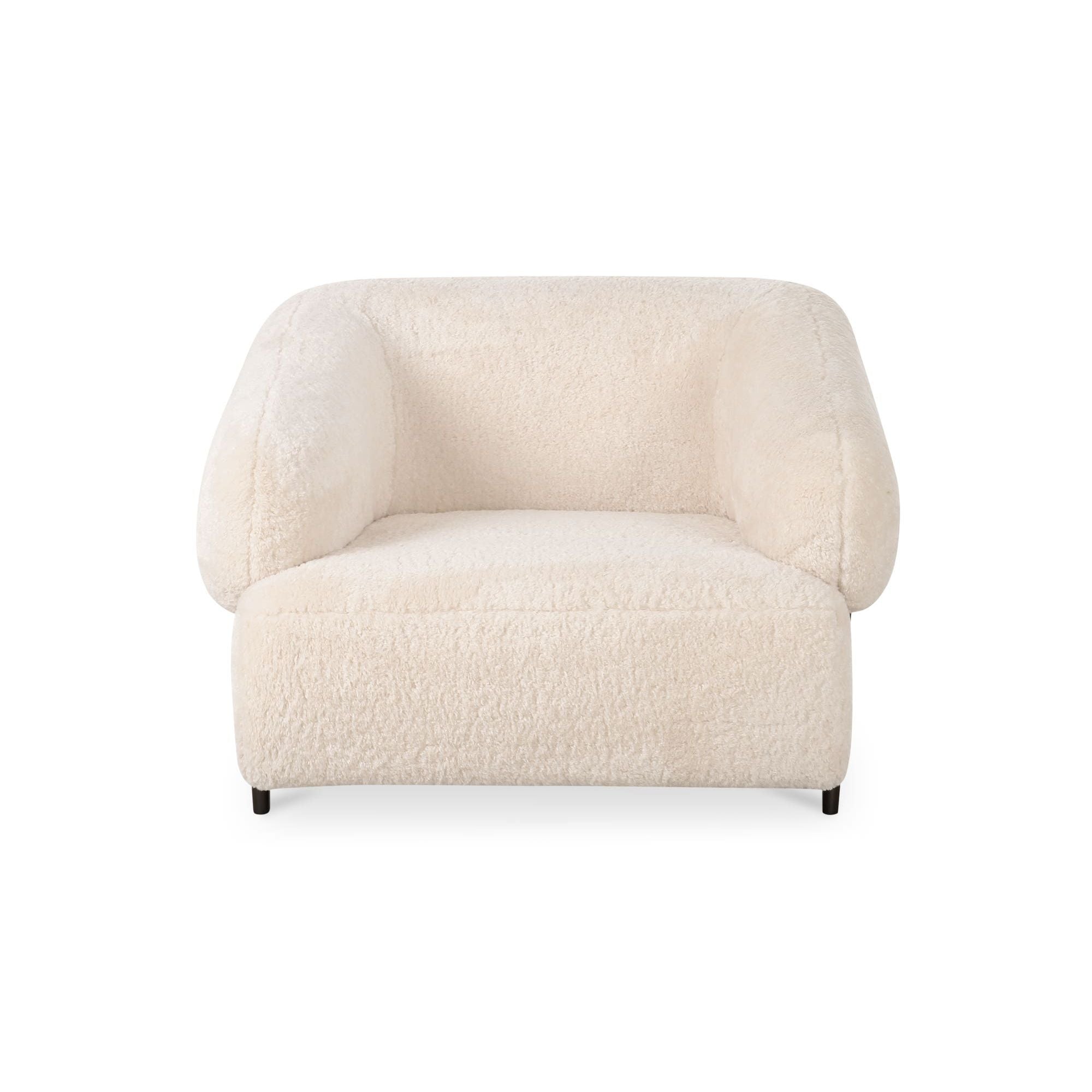 Moe's Home Collection Devlin Cream Faux Fur Lounge Chair - Image 3