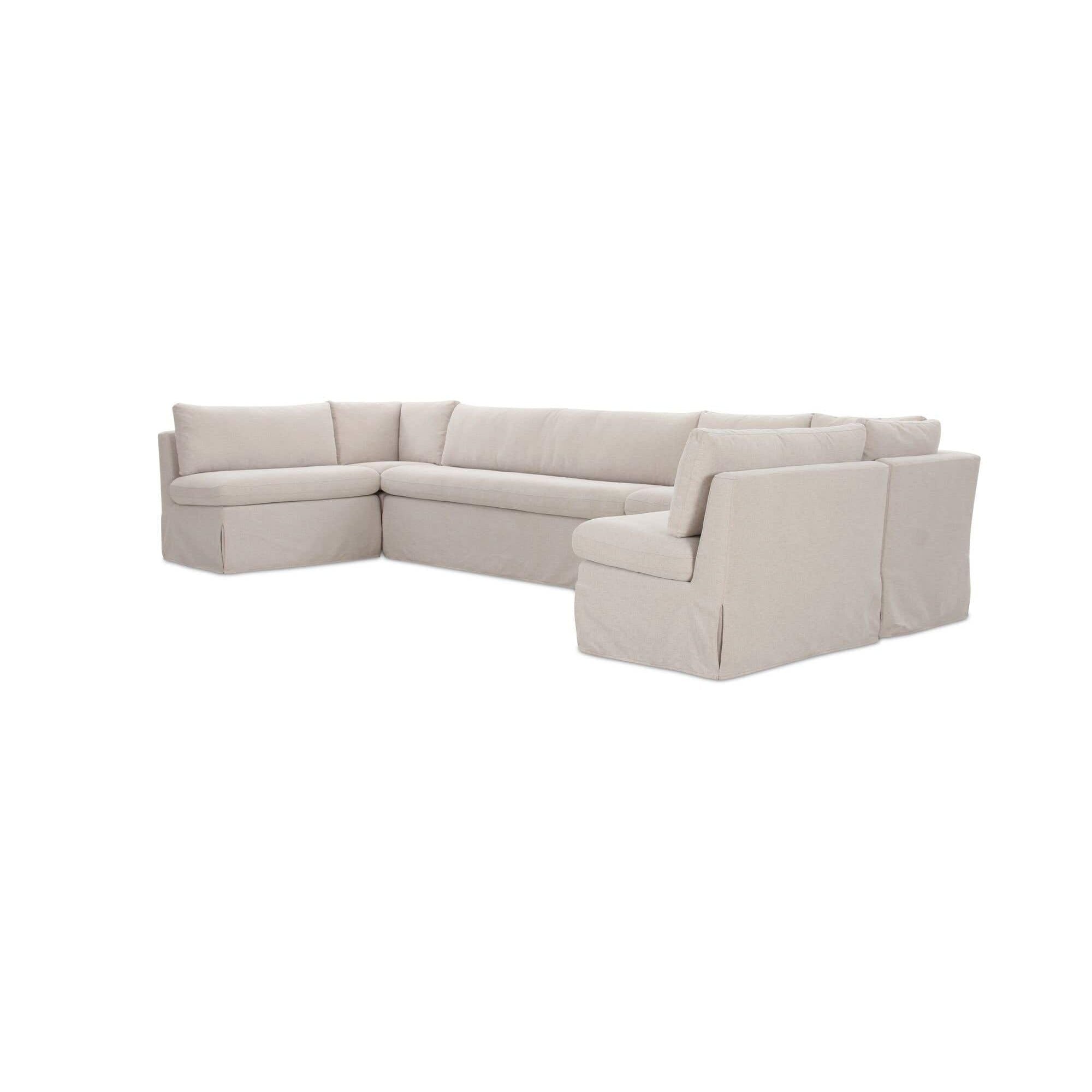 Moe's Home Fable Slipcover Dining Banquette U-Shape Beige 168 in. - Image 2
