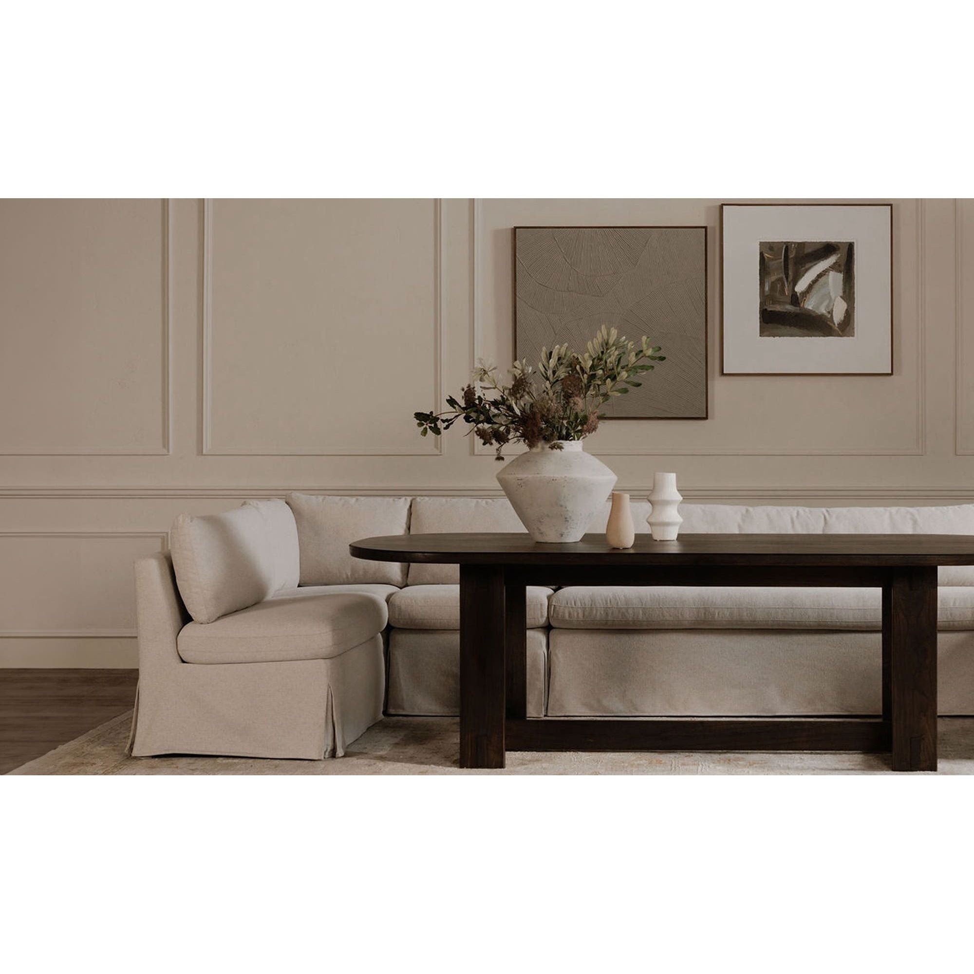 Moe's Home Fable Slipcover Dining Banquette L-Shape Beige 100.5 in. - Image 2