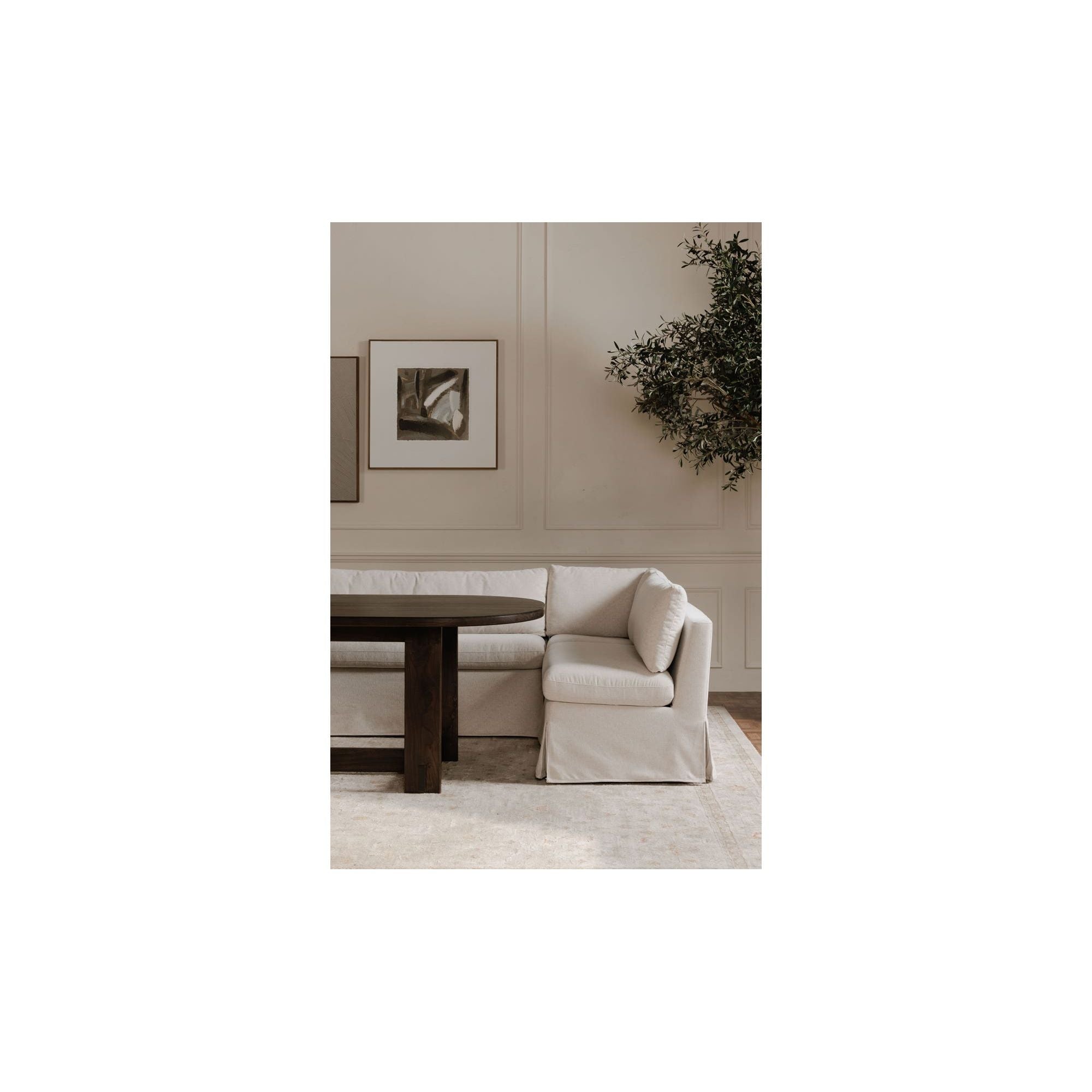 Moe's Home Fable Slipcover Dining Banquette L-Shape Beige 100.5 in. - Image 3