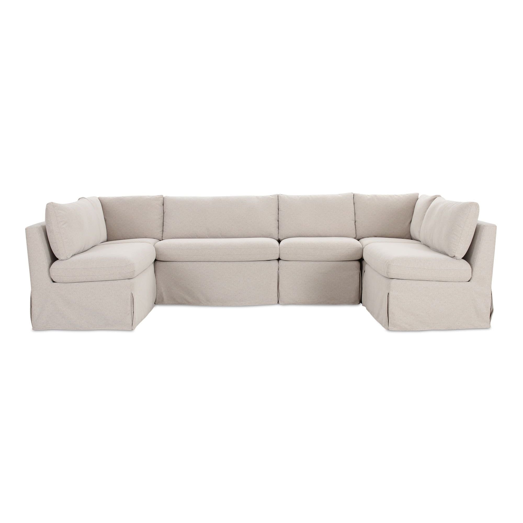 Moe’s Home Fable Slipcover Dining Banquette U-Shape Beige 121 in.