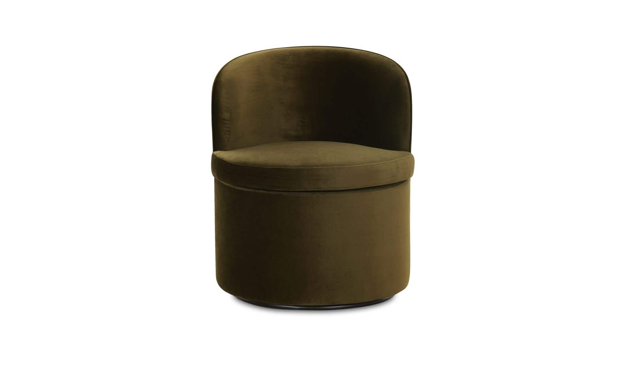 Moe's Home Dane Swivel Dining Chair Faux Green Mohair - Image 1
