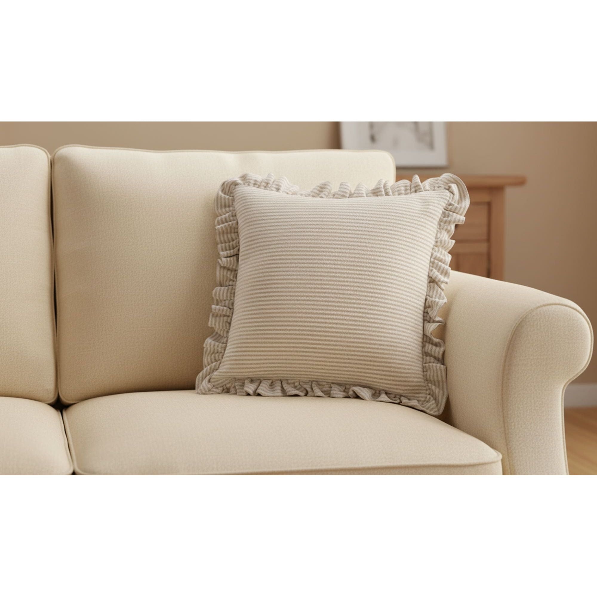 Moe's Home Betty 25 Inch Cushion Beige Stripe - Image 2