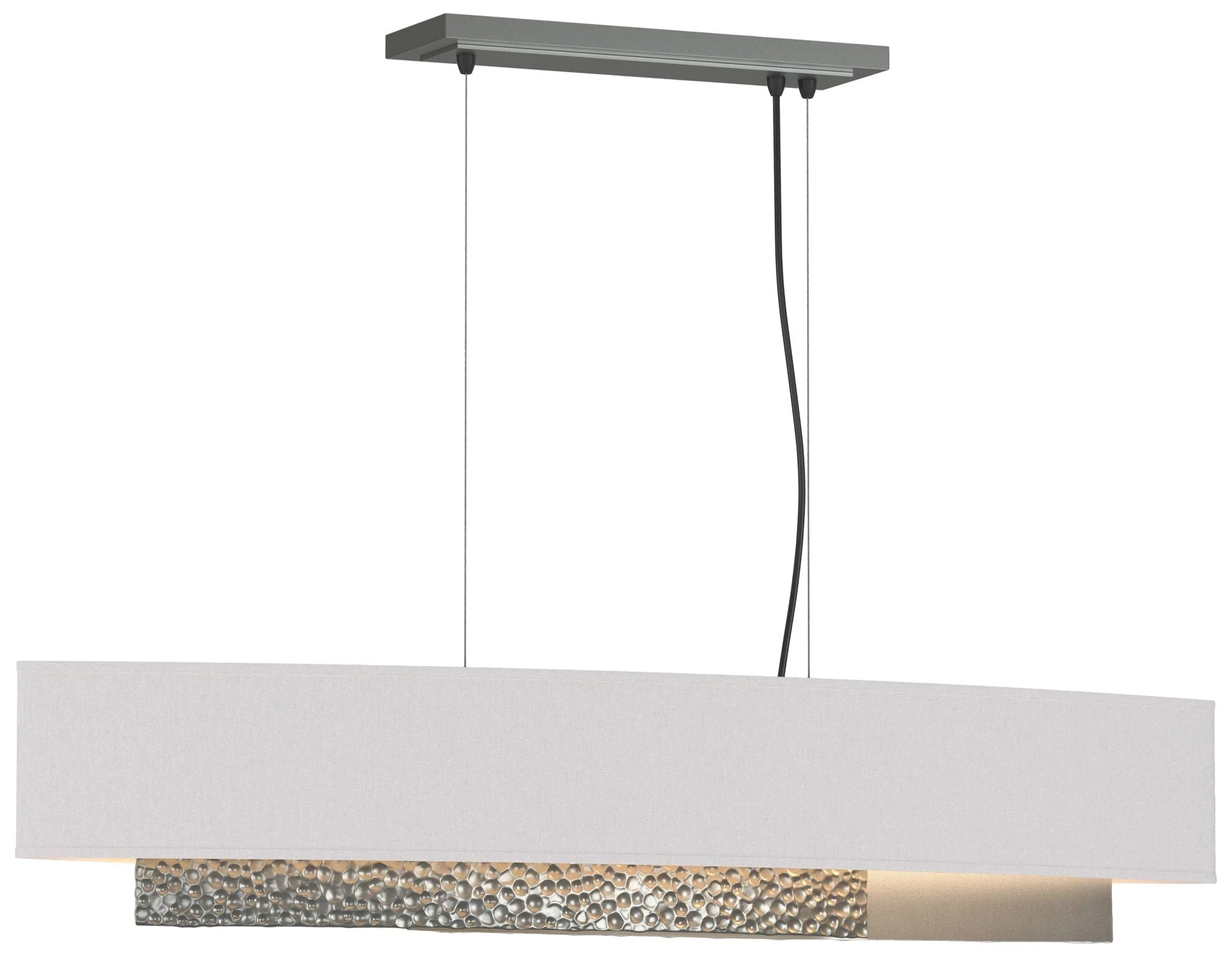 Oceanus 42"W Vintage Platinum Standard Pendant With Flax Shade - Image 1